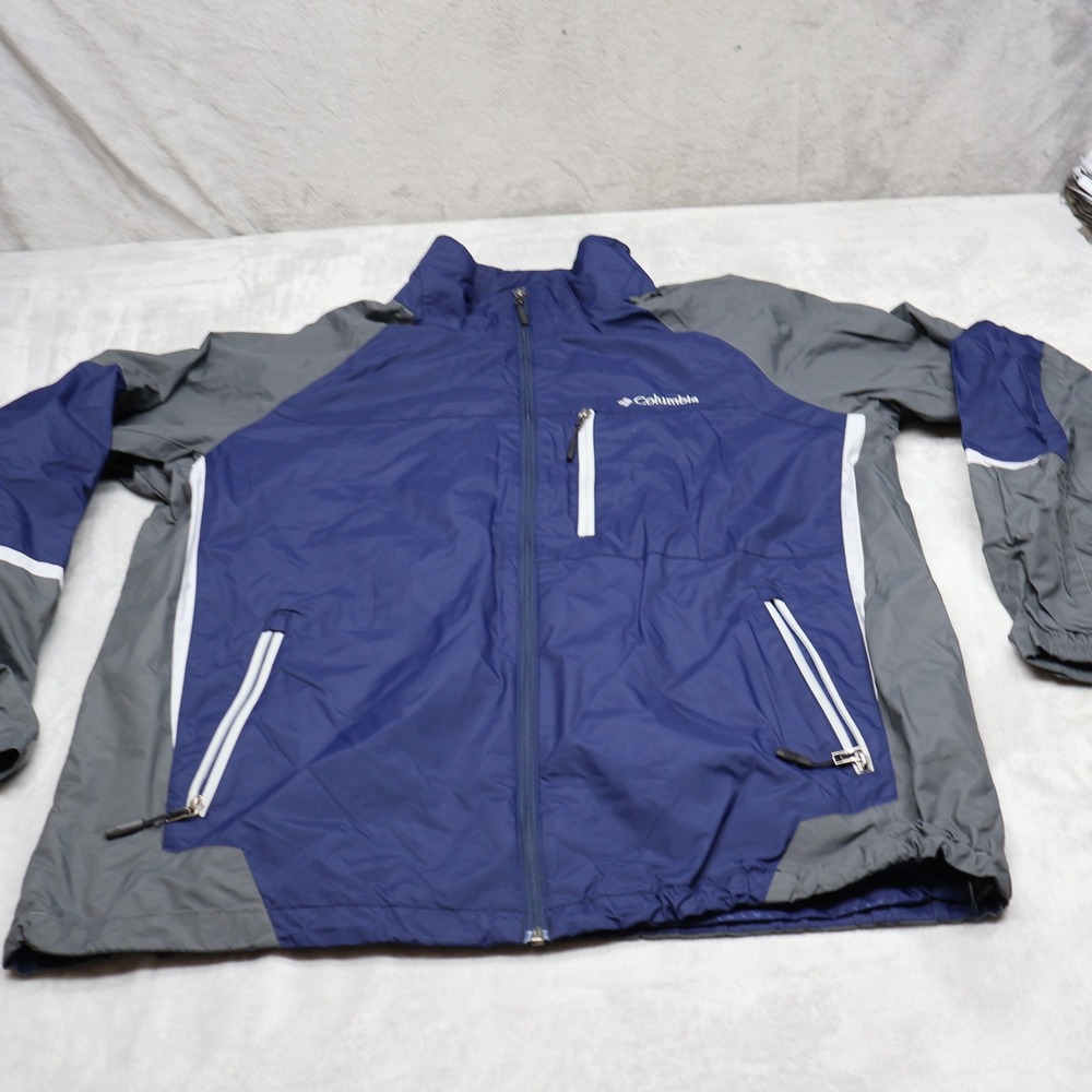 Columbia Jacket Mens XL Blue Waterproof Wind Rain Outdoor Hiking 3in1 Shell